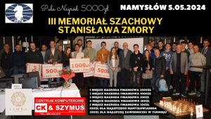 Namysłowski Memoriał Szachowy Stanisława Zmory odbędzie się 5 maja 2024 roku Trzeci Memoriał Szachowy im. Stanisława Zmory