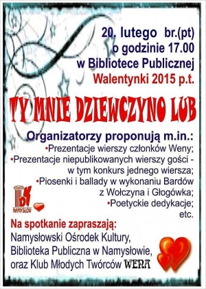 Poetyckie Walentynki 2015 Walentynki 2015 w Namysłowie