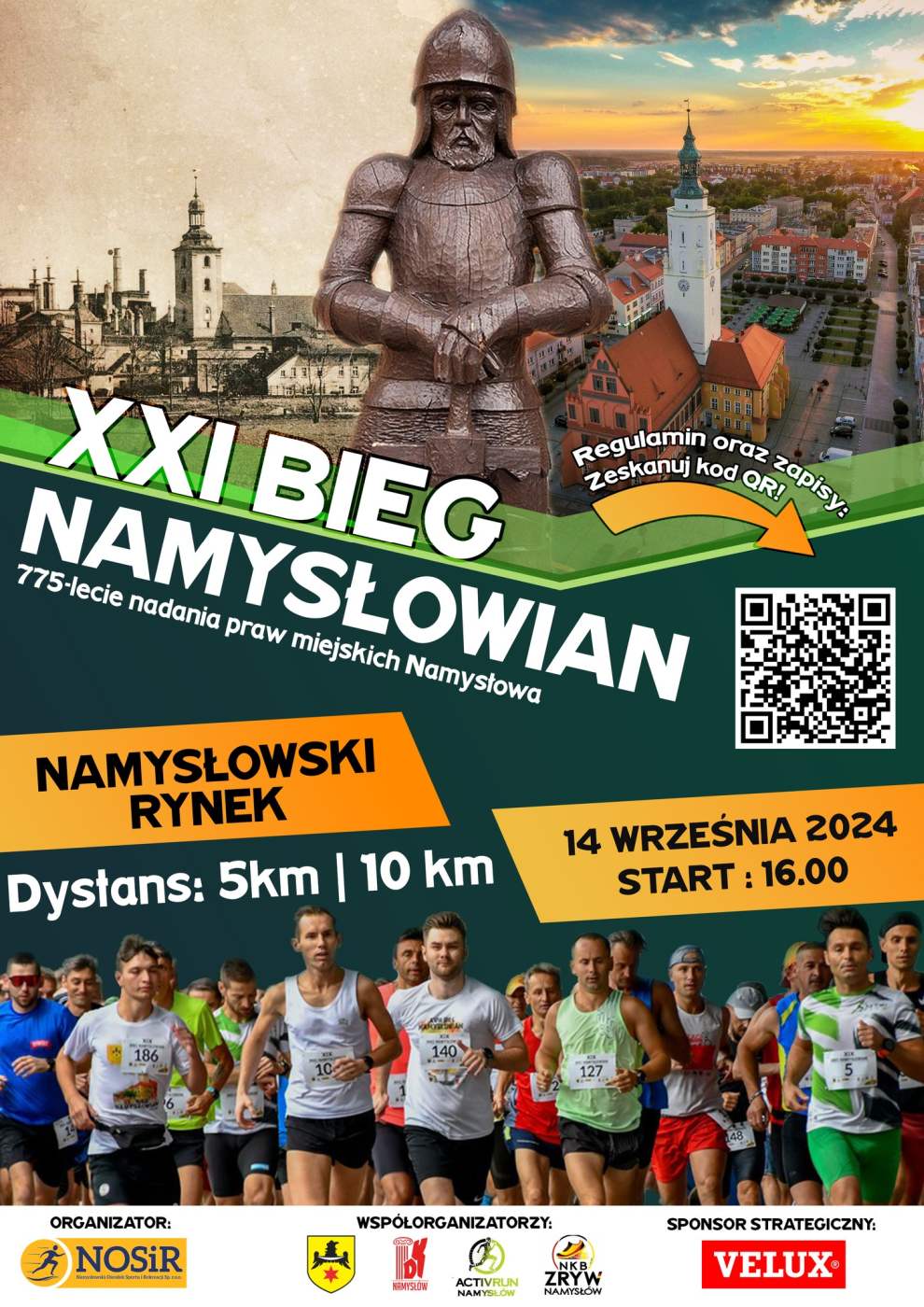 Plakat zapowiadający najważniejszy bieg w Namysłowie w 2024 roku