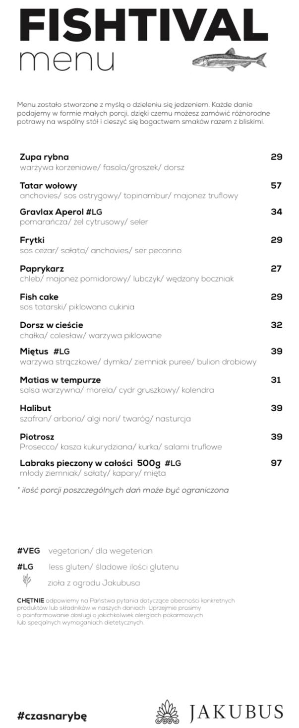Cennik Menu FITIVAL